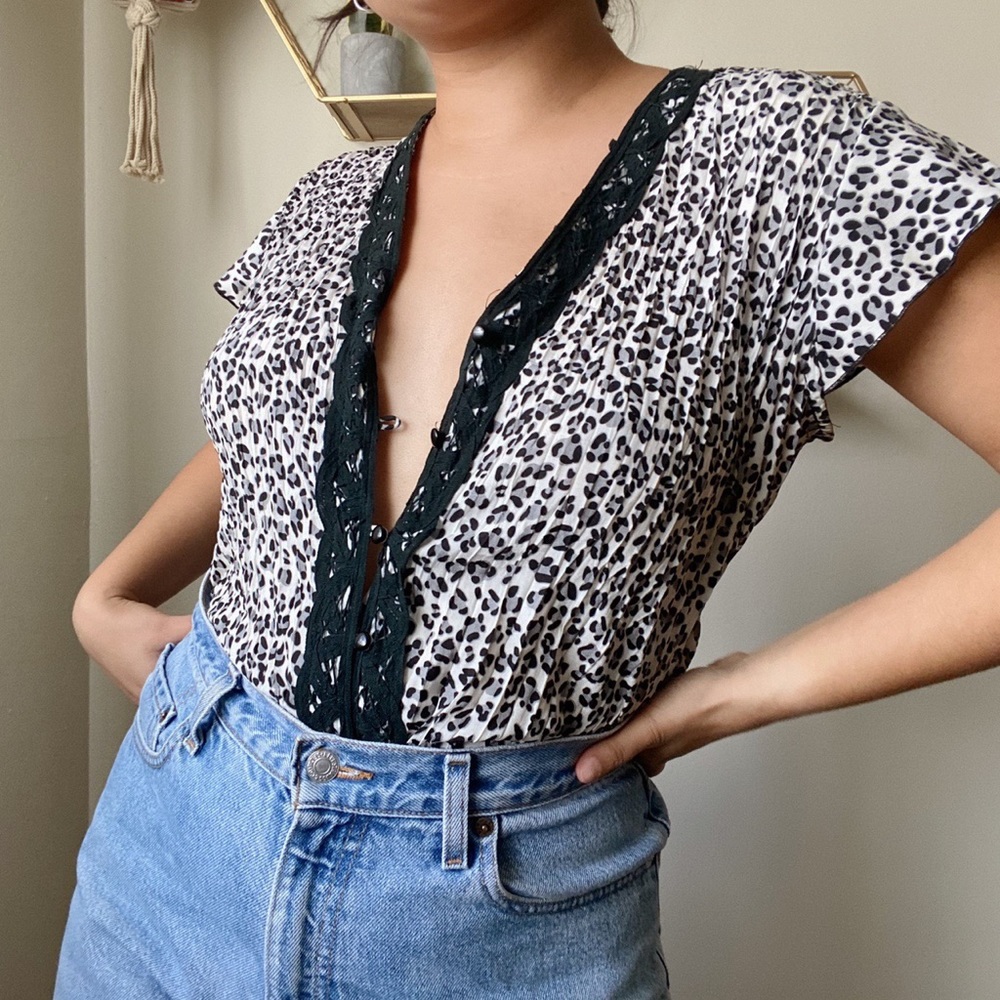 Leopard print button up blouse